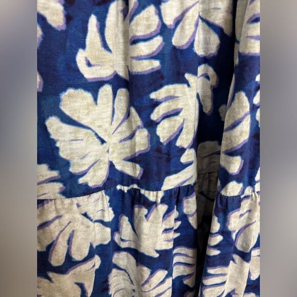 NZT NIC & ZOE Blue & White Shadow Palm One-Shoulder Smocked Dress Sz. Medium NEW - Picture 10 of 15